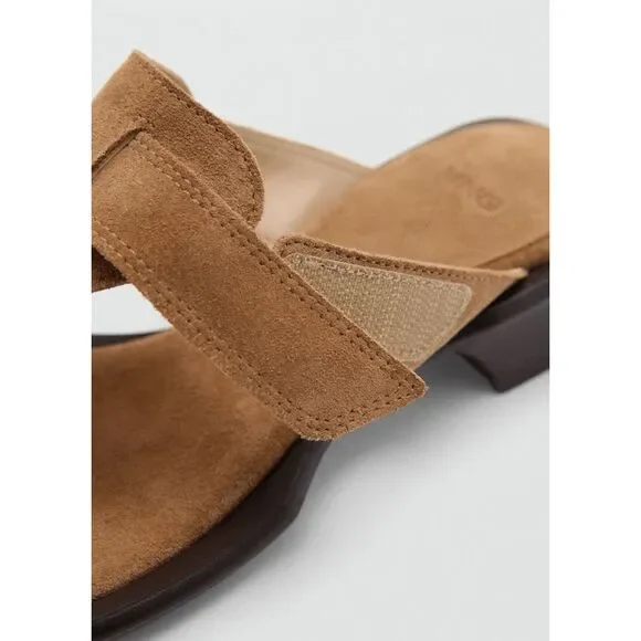 MNG by Mango $179 Leather Suede Thong Sandals Brown Womens 38 NEW - Picture 6 of 8